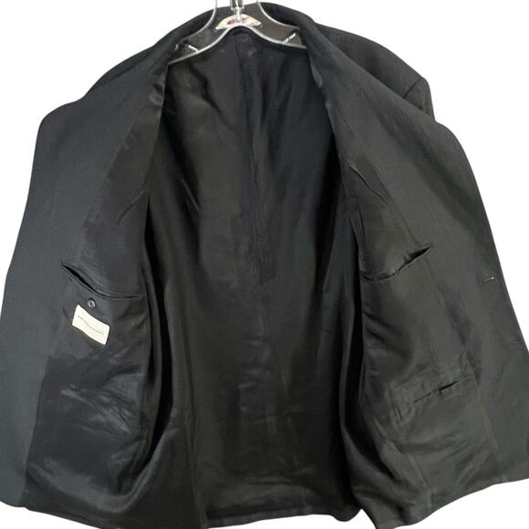 Pronto Uomo Suit Jacket Mens 42L Black Wool Sport Coat Blazer Business Classic - Picture 3 of 16